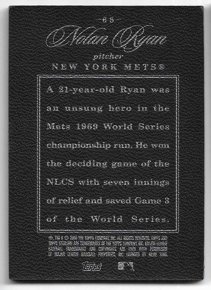 Nolan Ryan 2006 Topps Sterling Black Card 68 163/250