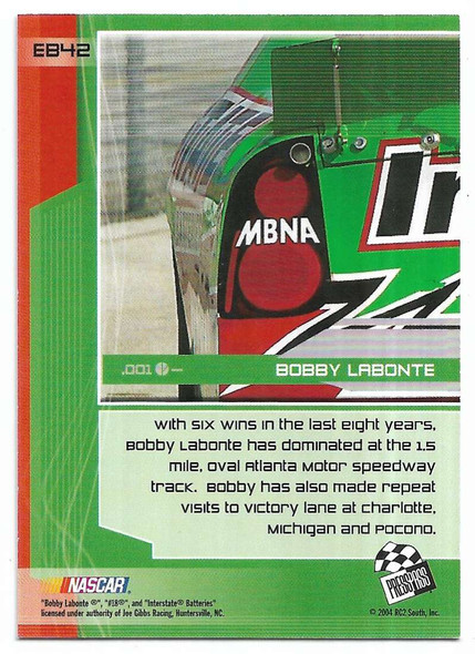 Bobby Labonte 2004 Press Pass Stealth X-RAY NUMBERED PARALLEL Card EB42 064/100