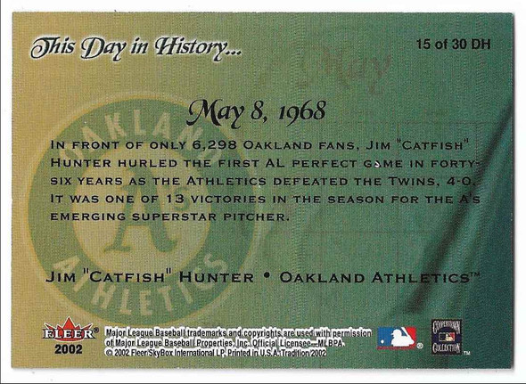 Jim Hunter 2002 Fleer Tradition This Day in History Card 15 DH