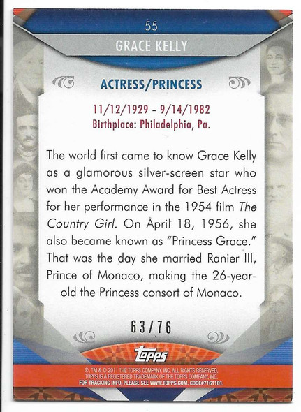 Grace Kelly 2011 Topps American Pie Foil Card 55 63/76