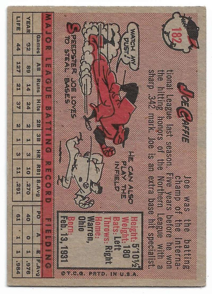 Joe Caffie 1958 Topps Card 187