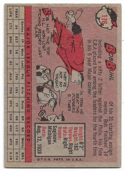 Bob Buhl 1958 Topps Card 176