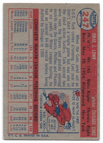 Turk Lown 1957 Topps Card 247