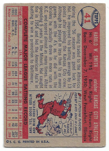Hal Smith 1957 Topps Card 41