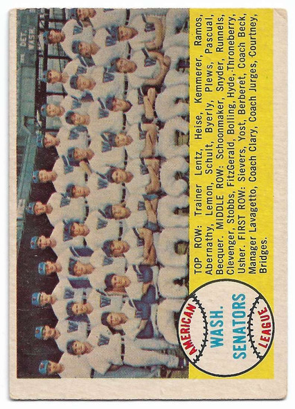 Washington Senators Team 1957 Topps Card 44