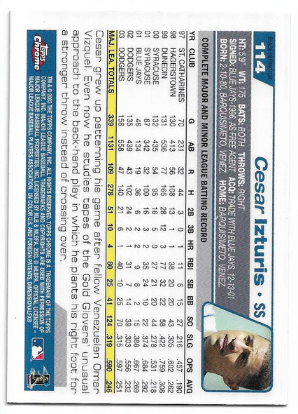 Cesar Izturis 2004 Topps Chrome Black Refractor Card 75