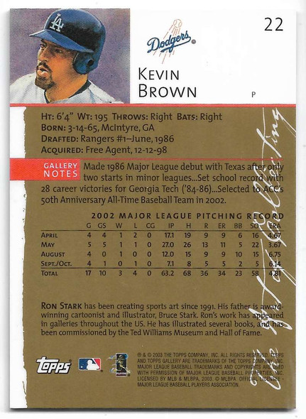 Kevin Brown 2003 Topps Gallery Refractor Card 22