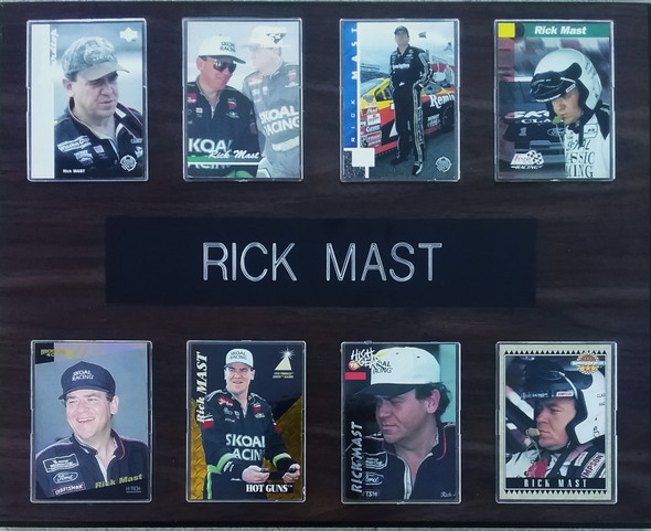 Rick Mast NASCAR 8-Card 12x15 Cherry-Finished Plaque