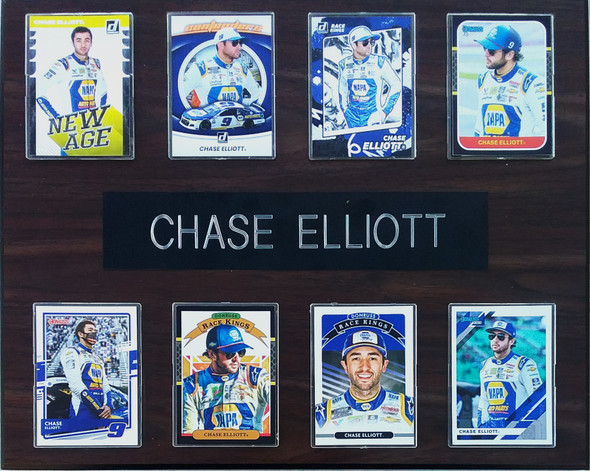 Chase Elliott NASCAR 8-Card 12x15 Cherry-Finished Plaque