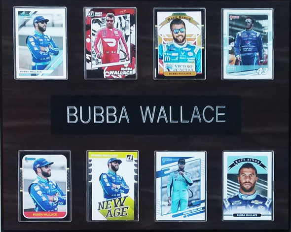 Bubba Wallace NASCAR 8-Card 12x15 Cherry-Finished Plaque