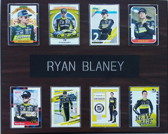 Ryan Blaney NASCAR 8-Card 12x15 Cherry-Finished Plaque