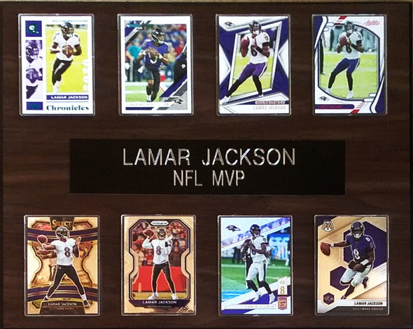 Lamar Jackson Baltimore Ravens 8-Card 12x15 Cherry-Finished Plaque