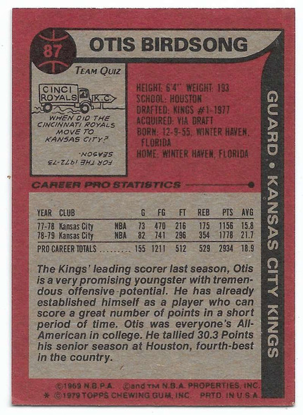 Otis Birdsong 1979-80 Topps Rookie Card 87