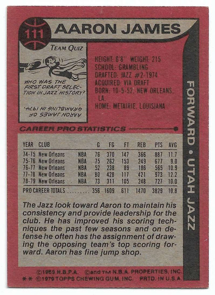 Aaron James 1979-80 Topps Card 111