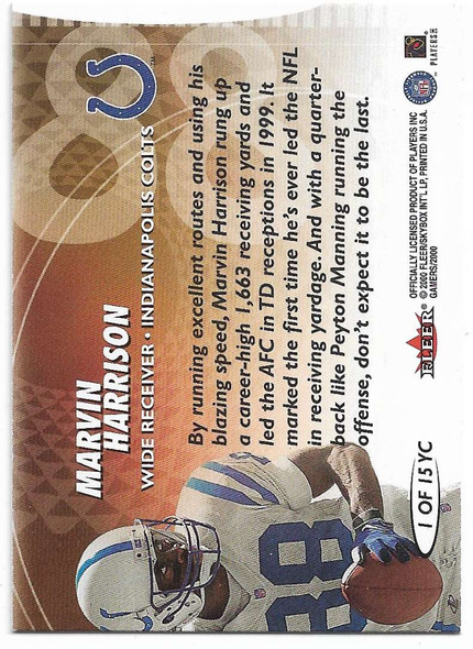 Marvin Harrison 2000 Fleer Gamers Yard Chargers Card 1 YC