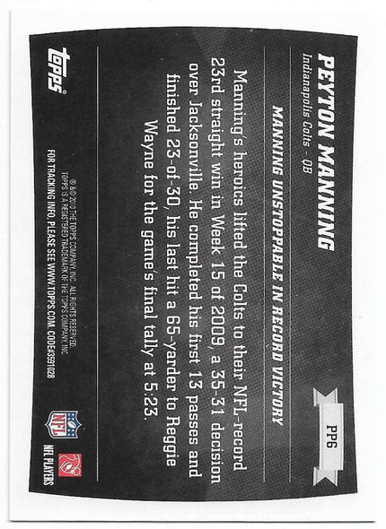 Peyton Manning 2010 Topps Peak Performance Card PP6