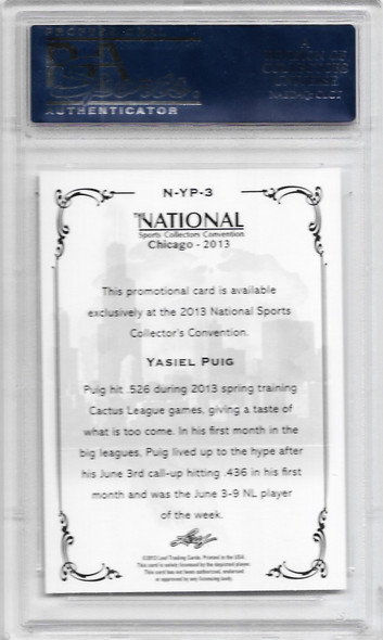 Yasiel Puig 2013 Leaf Nat. Conv. Exclusive Set Card NYP3 Graded 9 PSA