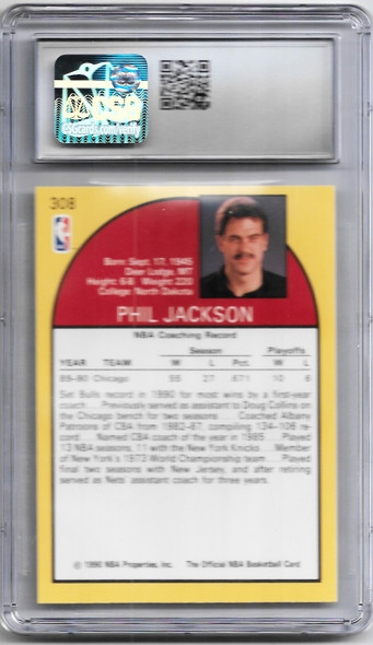 Phil Jackson 1990-91 Hoops Card 308 Graded 9 CSG