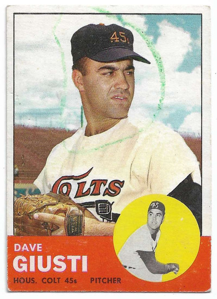 Dave Giusti 1963 Topps Card 189