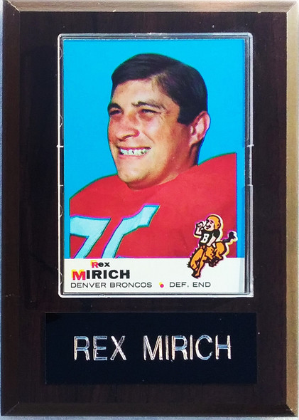 Rich Mirich Denver Broncos 1969 Topps Card Player Plaque