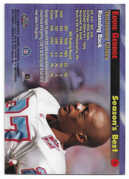 Eddie George 1998 Topps Chrome Season's Best Power and Speed Card 5