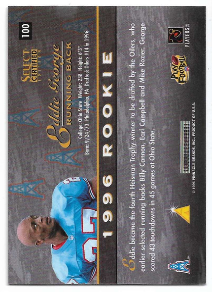 Eddie George 1996 Select Certified Rookie Card 100