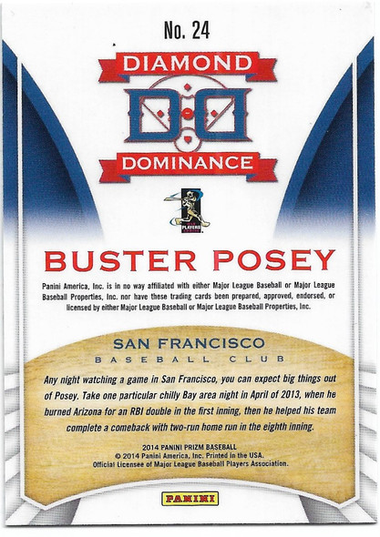 Buster Posey 2014 Panini Prizm Diamond Dominance Card 24