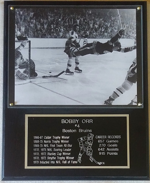 Bobby Orr Boston Bruins 12x15 Black-Oak Stats Plaque