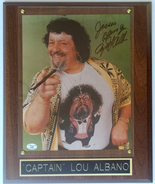 Lou Albano Autographed 8x10 Photo in a 11x13.5 Cherry Plaque