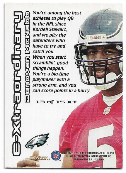 Donovan McNabb 1998 E-X Century E-Xtraordinary Card 13 XT