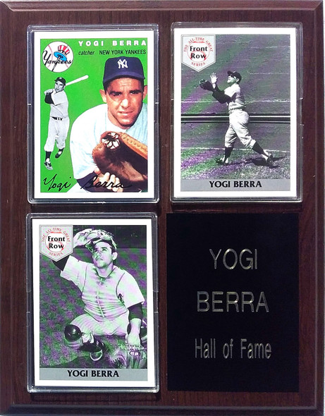 Yogi Berra New York Yankees 3-Card 7x9 Plaque
