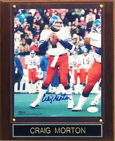 Craig Morton Denver Broncos Autographed Photo in 10x13 Cherry Plaque