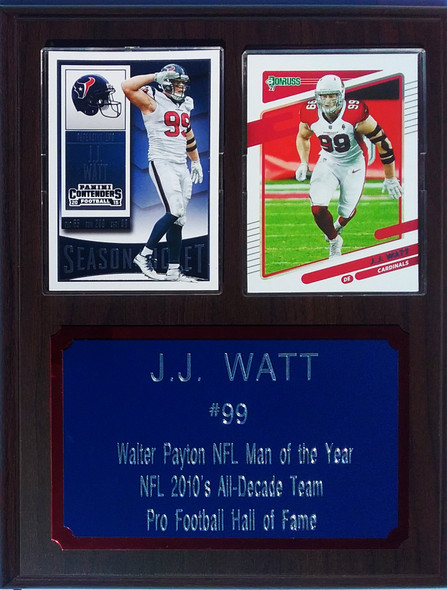 J.J. Watt Houston Texans and Arizona Cardinals 2-Card 7x9 Stats Plaque