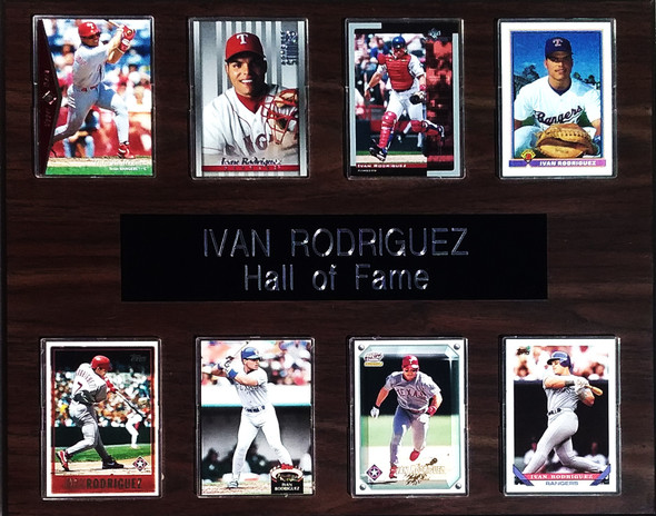 Ivan Rodriguez Texas Rangers 8-Card 12x15 Cherry-Finished Plaque