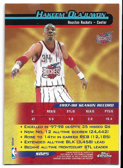 Hakeem Olajuwon 1998-99 Topps Chrome Postmen Card SB25