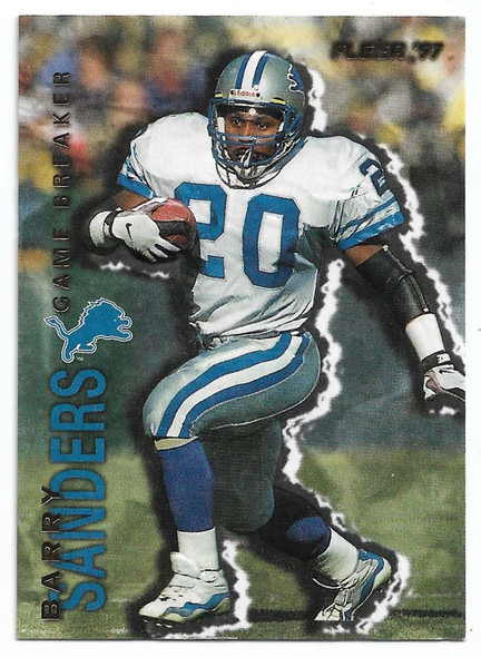 Barry Sanders 1997 Fleer Game Breakers Embossed Card 18 Barry Sanders 1997 Fleer Game Breakers Embossed Card 18