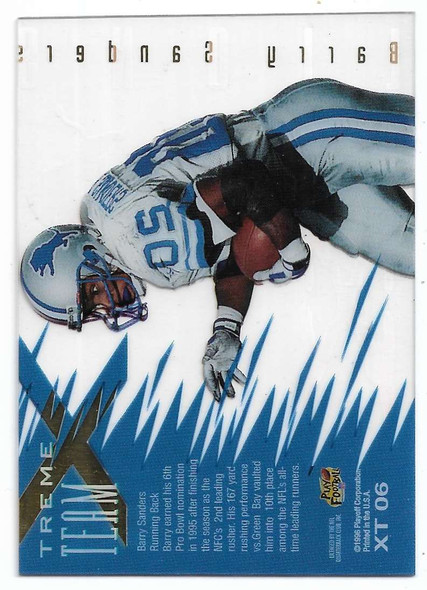 Barry Sanders 1996 Playoff Absolute Xtreme Team Card XT06