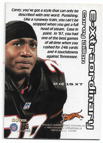 Corey Dillon 1998 Skybox Century E-xtraordinary Card 2 XT