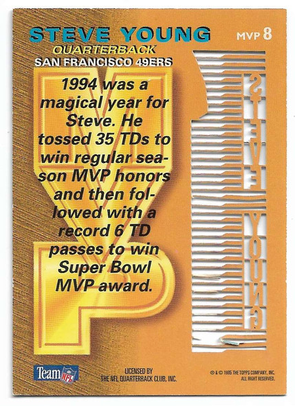 Steve Young 1995 Stadium Club MVPs Members Only Card MVP8