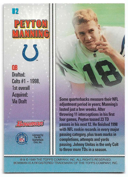 Peyton Manning 1999 Early Risers Card U2