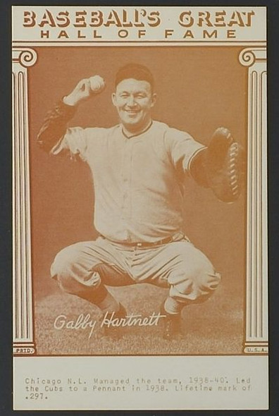 Gabby Hartnett Chicago Cubs 1977 Renata Galasso Exhibit Card