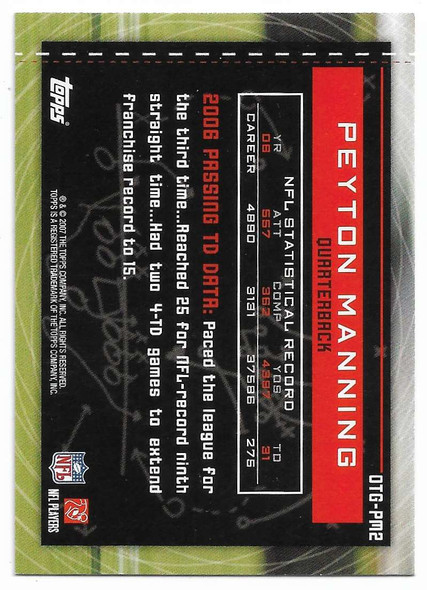 Peyton Manning 2007 Topps Own the Game Card OTG-PM2