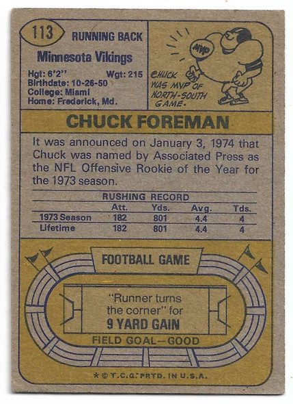 Chuck Foreman 1993 Topps Rookie Card 113