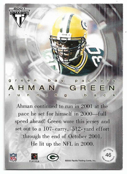 Ahman Green 2001 Pacific Titanium Post Season Jersey Card 46