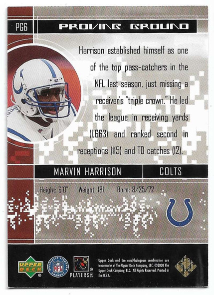 Marvin Harrison 2000 Upper Deck Encore Proving Ground Card PG6