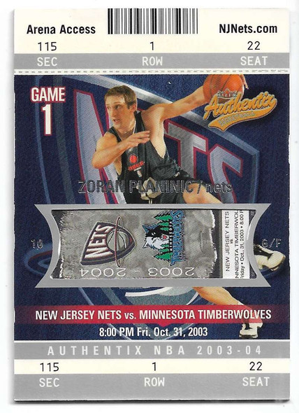 Zoran Planinic 2003-04 Fleer Authentix Card 115 0788/1250