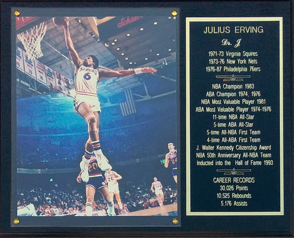 Julius Erving Philadelphia 76ers 12x15 Stats Plaque