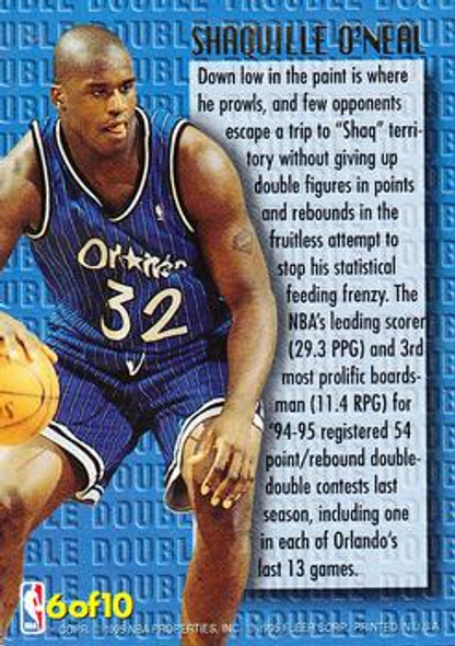 Shaquille O'Neal 1995-96 Ultra Double Trouble Card 6