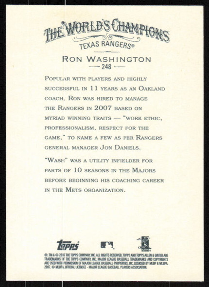 Ron Washington 2007 Allen & Ginter's Card 248