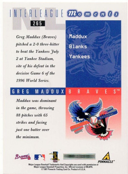 Greg Maddux 1998 Score Card 265